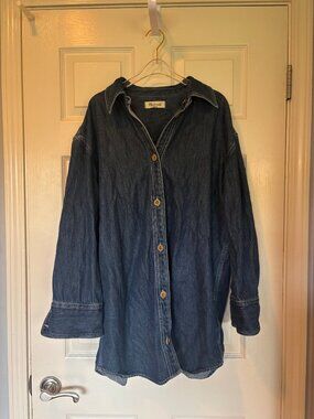 Madewell Oversized Denim Button-Up Shirt Blue Size L